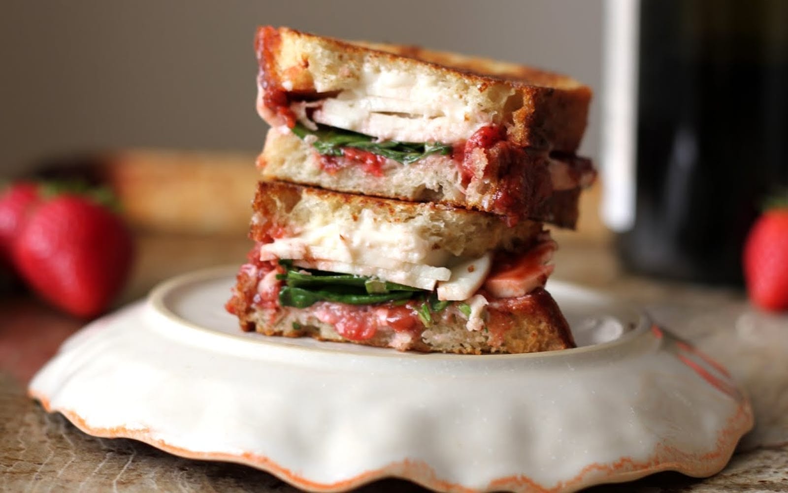 Fancy Strawberry Balsamic Grilled Cheese [Vegan]