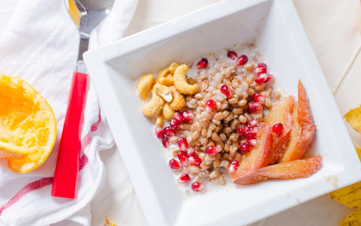 Breakfast Farro With Cinnamon-Roasted Apples