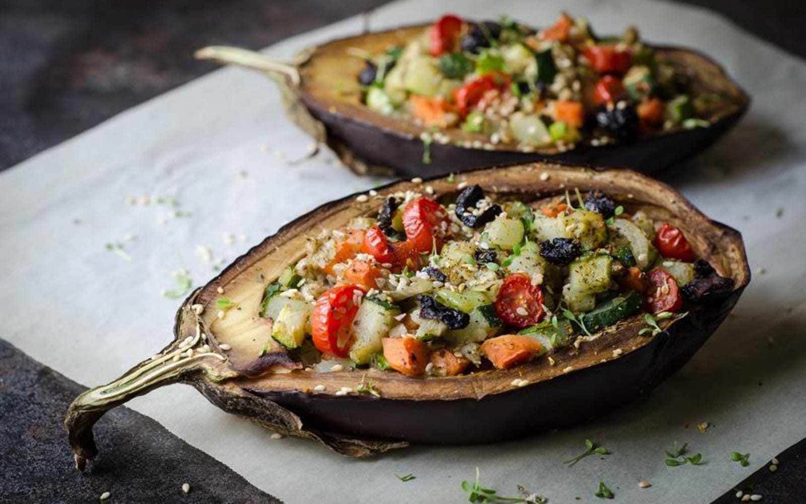 Vegetable-Stuffed Baked Eggplant