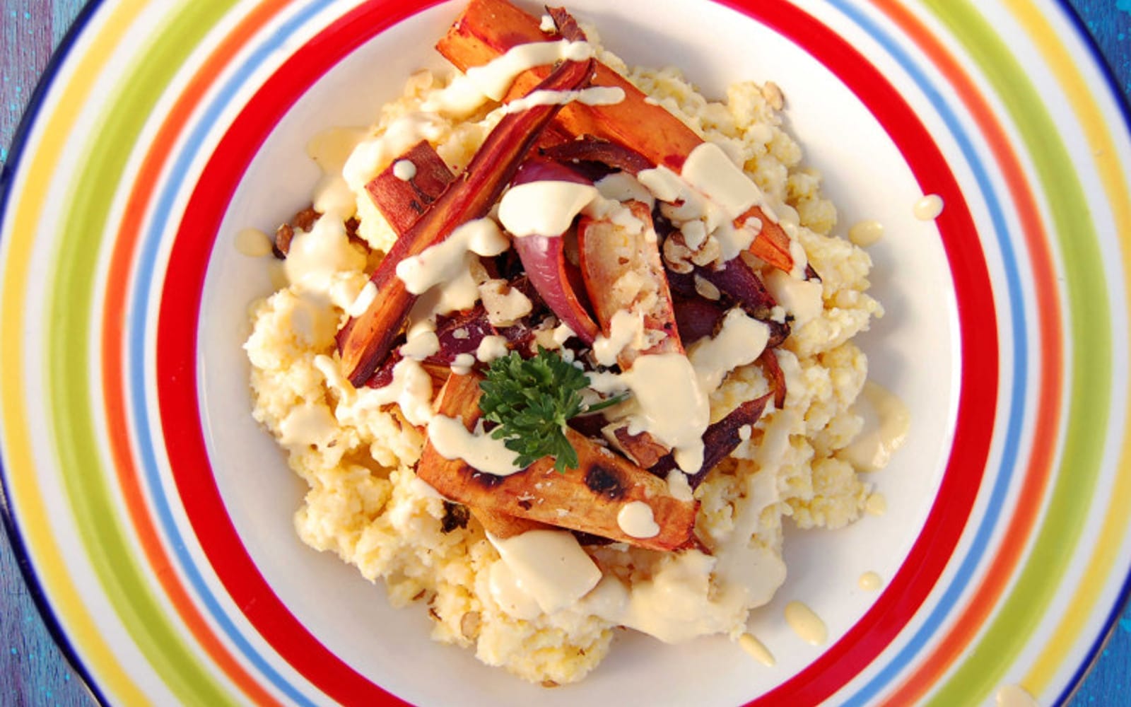 Coconut Polenta With Roasted Root Veggies