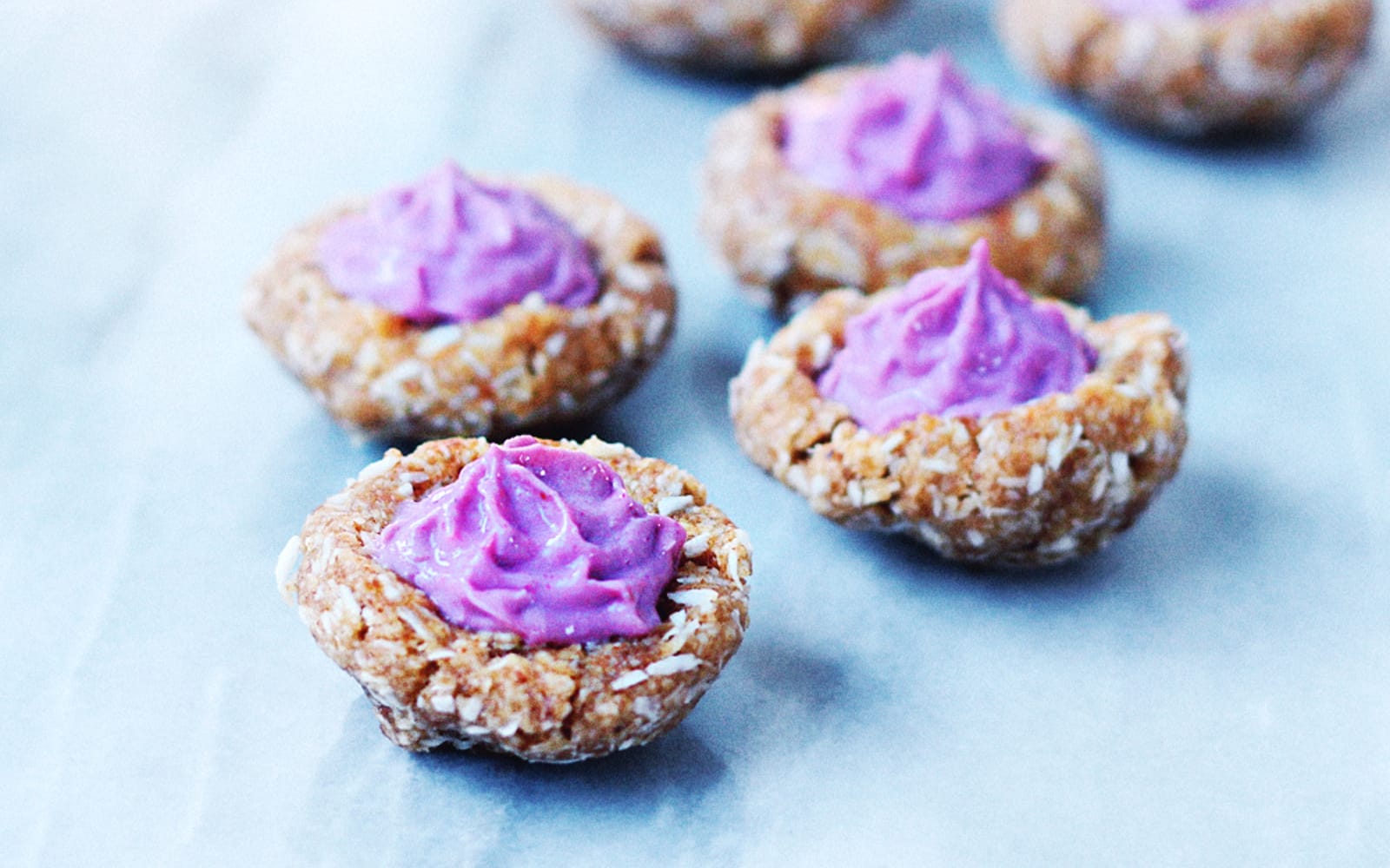 No-Bake Coconut Caves With Raspberry Cream