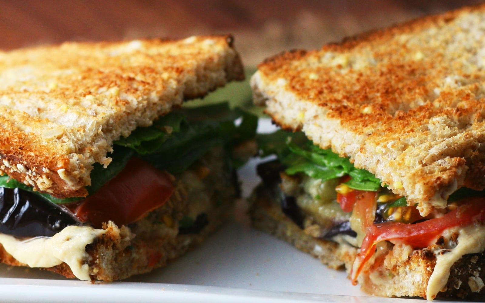 Roasted Eggplant and Marinated Tomato Sandwich