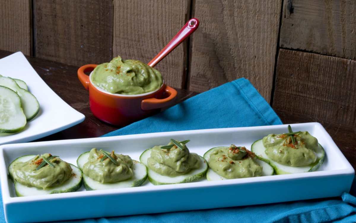 Avocado Pesto Bruschetta Bites