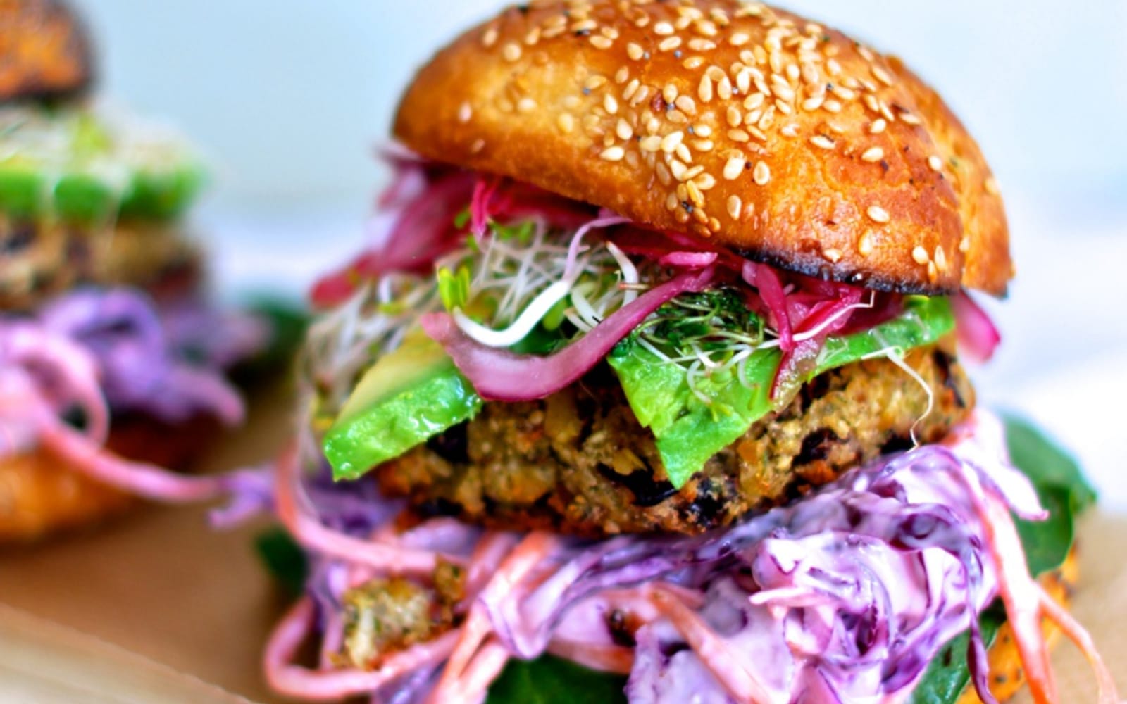 Cauliflower Bean Burger With Horseradish Slaw
