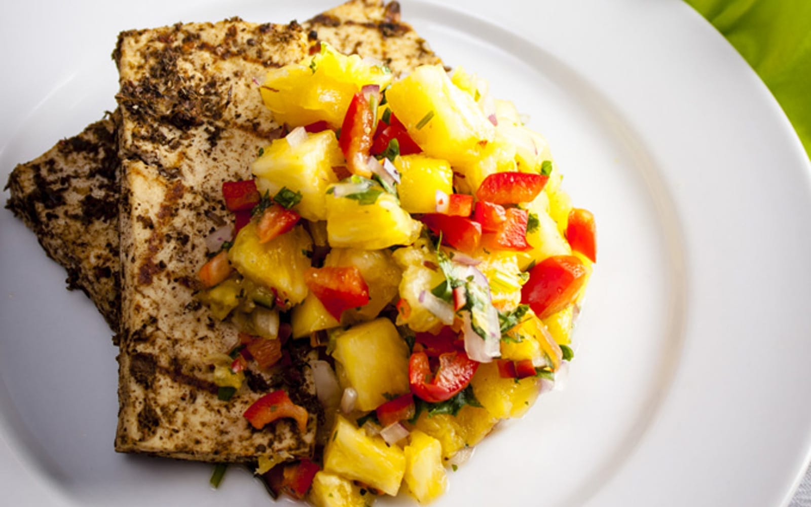 Grilled Jerk Tofu With Pineapple Salsa