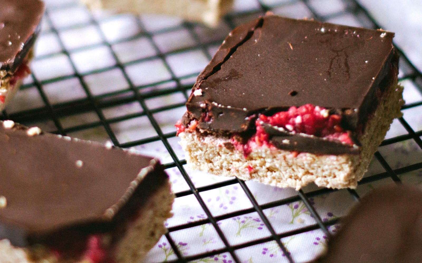 No-bake Chocolate Rasbperry Coconut Bars