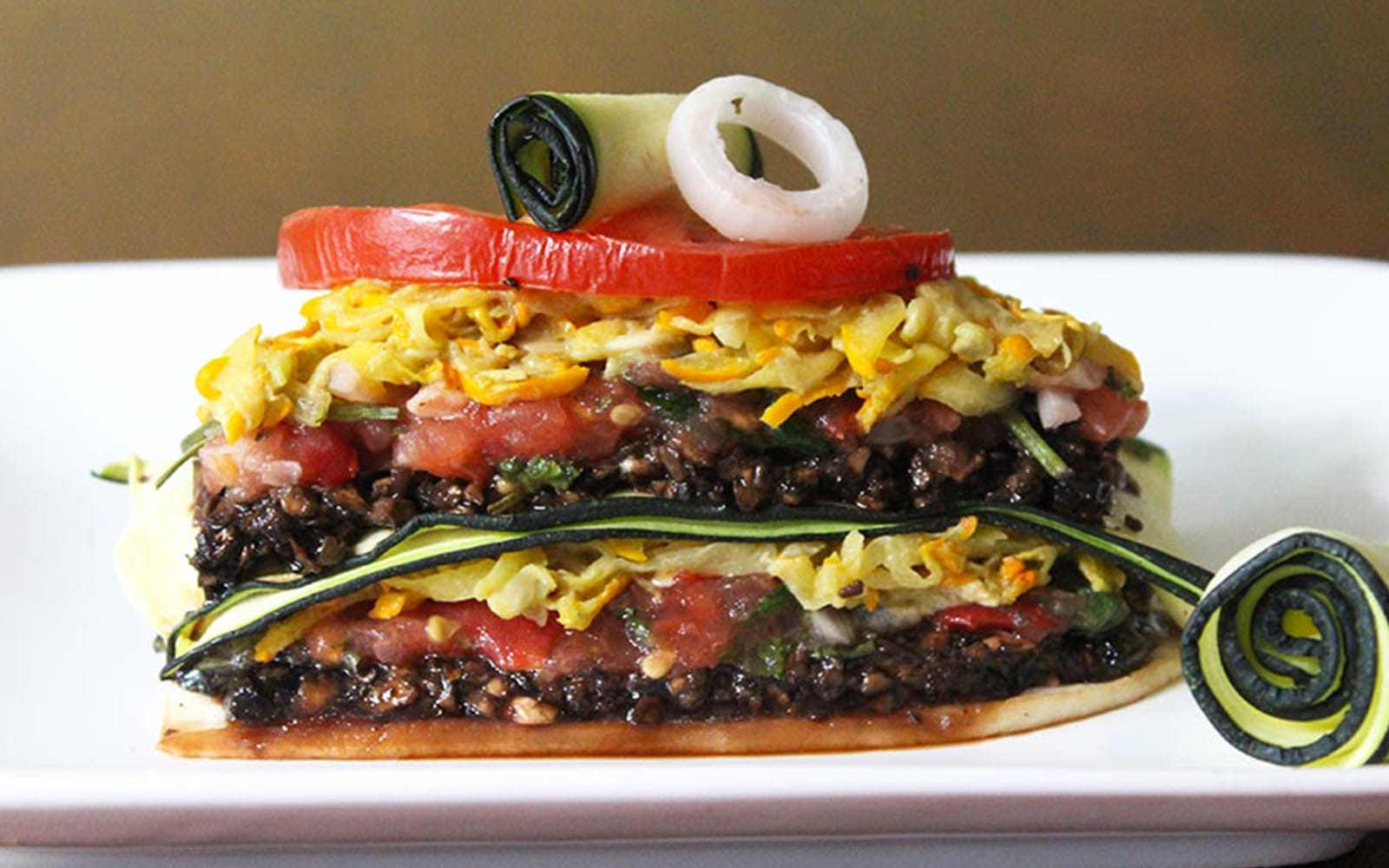 Raw Mushroom Lasagna With Zucchini Cheese