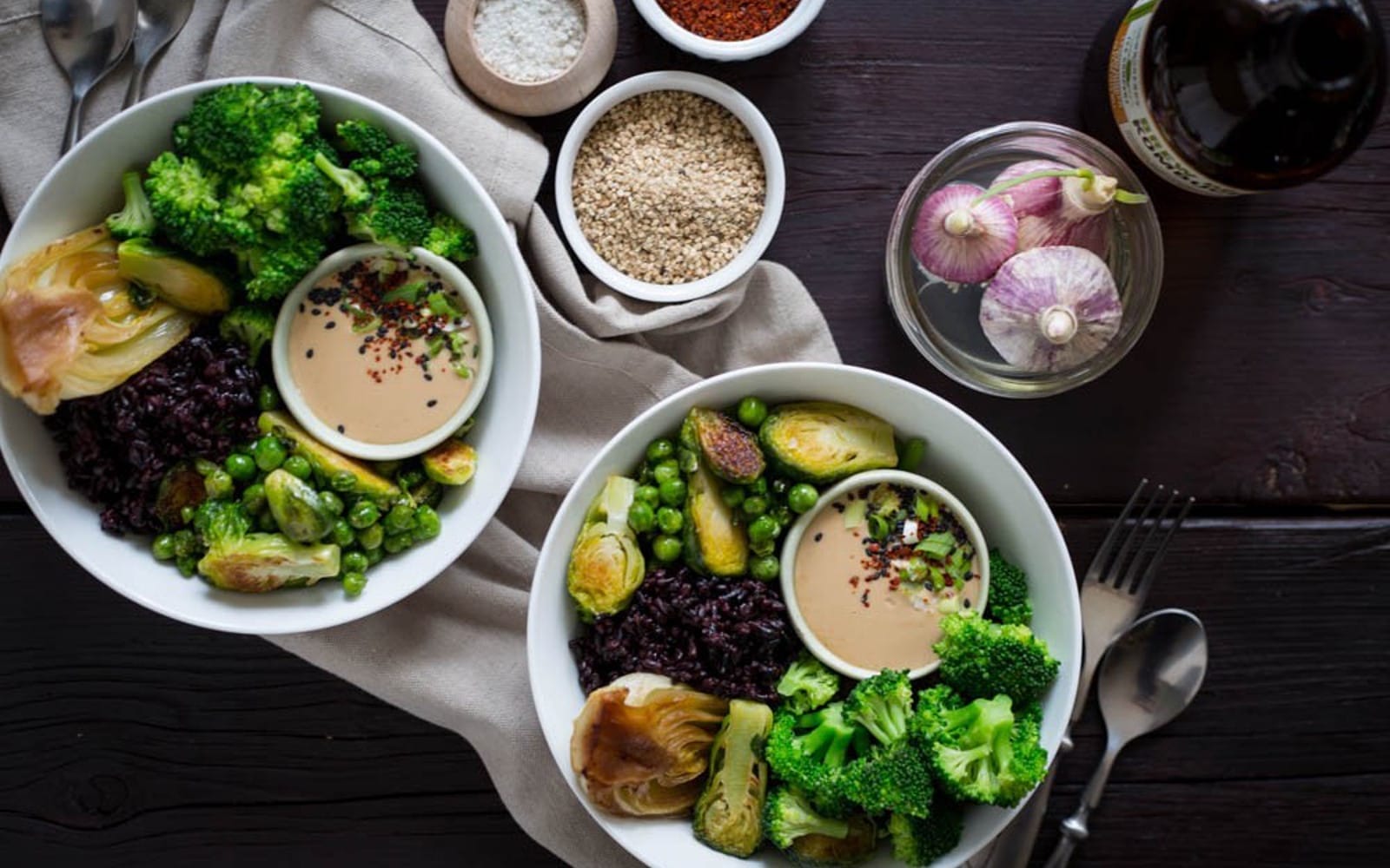 Forbidden Black Rice and Tahini Buddha Bowl