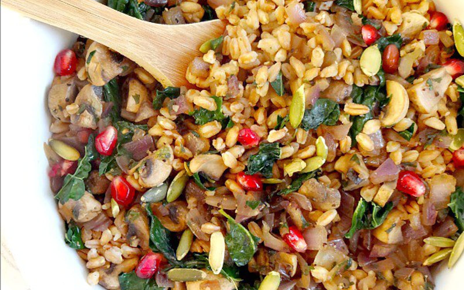 Mushrooms and Kale Farro Salad