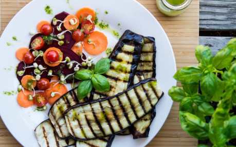 Grilled Eggplant With Lemon Basil Drizzle