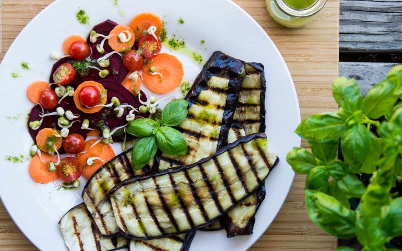 Grilled Eggplant With Lemon Basil Drizzle