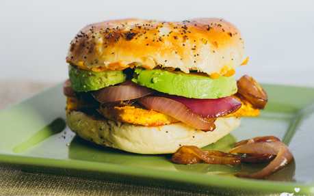 Cheesy Tofu Breakfast Bagel 2