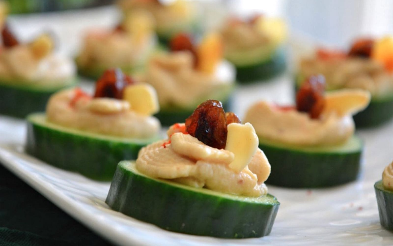 Cucumber Hummus Canapes