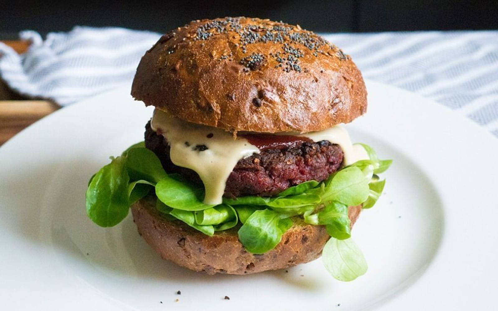 Meaty Beet Burger With Cashew Cheese [Vegan, Gluten-Free]