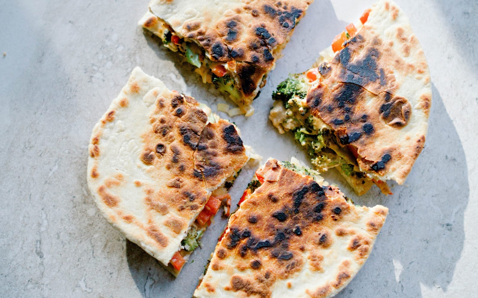 Vegan Roasted Broccoli and Sauerkraut Quesadilla