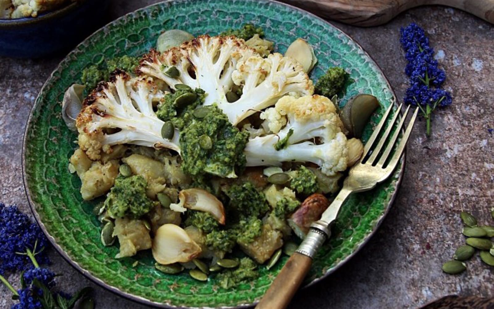 Cauliflower Steak With Celeriac and Caper Dressing