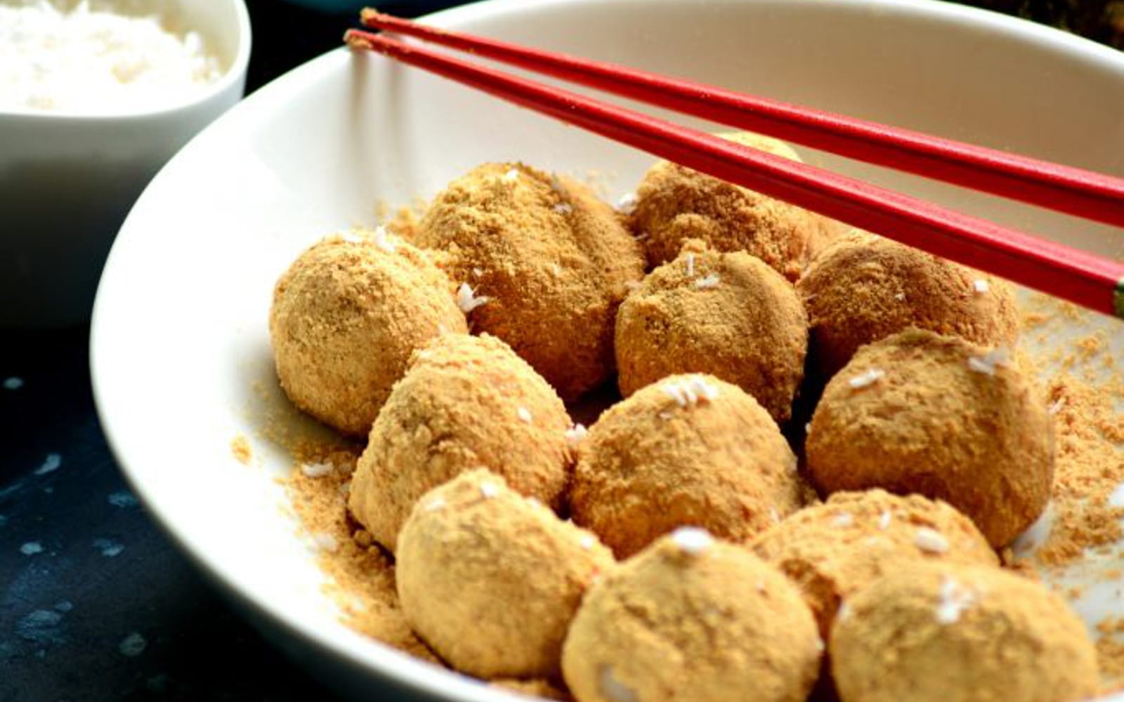 Coconut Kinako Dango: Indian and Japanese Rice Dumpling Fusion
