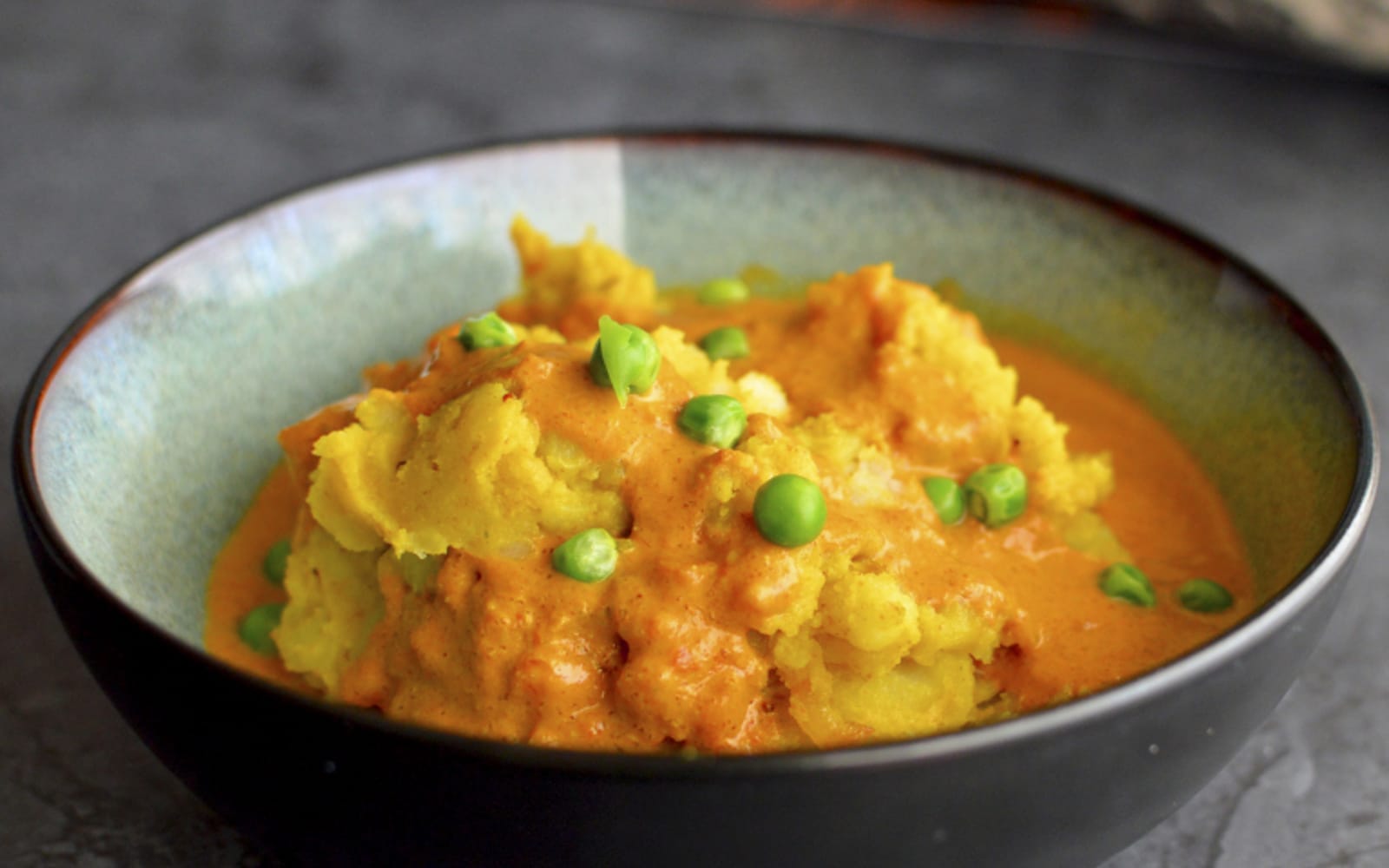 Indian Mashed Potatoes With Curried Gravy