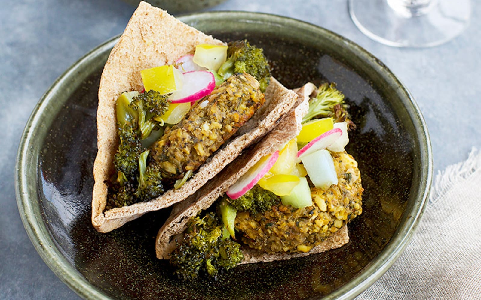 Charred Broccoli Falafel With Lemon Tahini