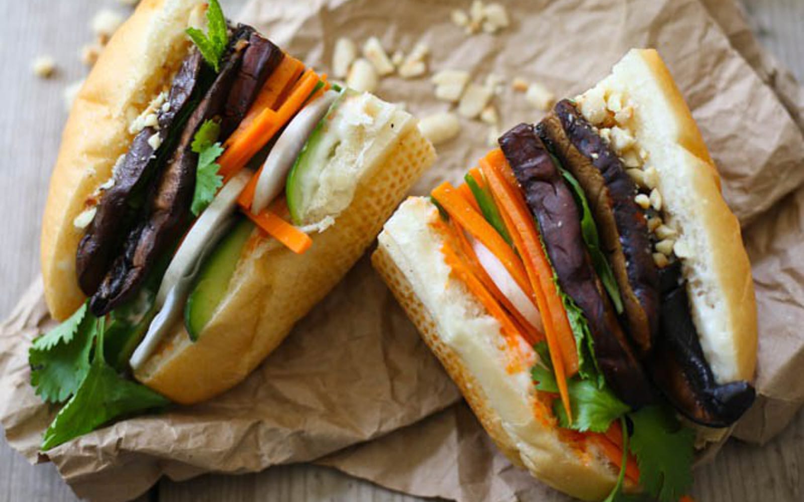 Portobello and Peanut Banh Mi