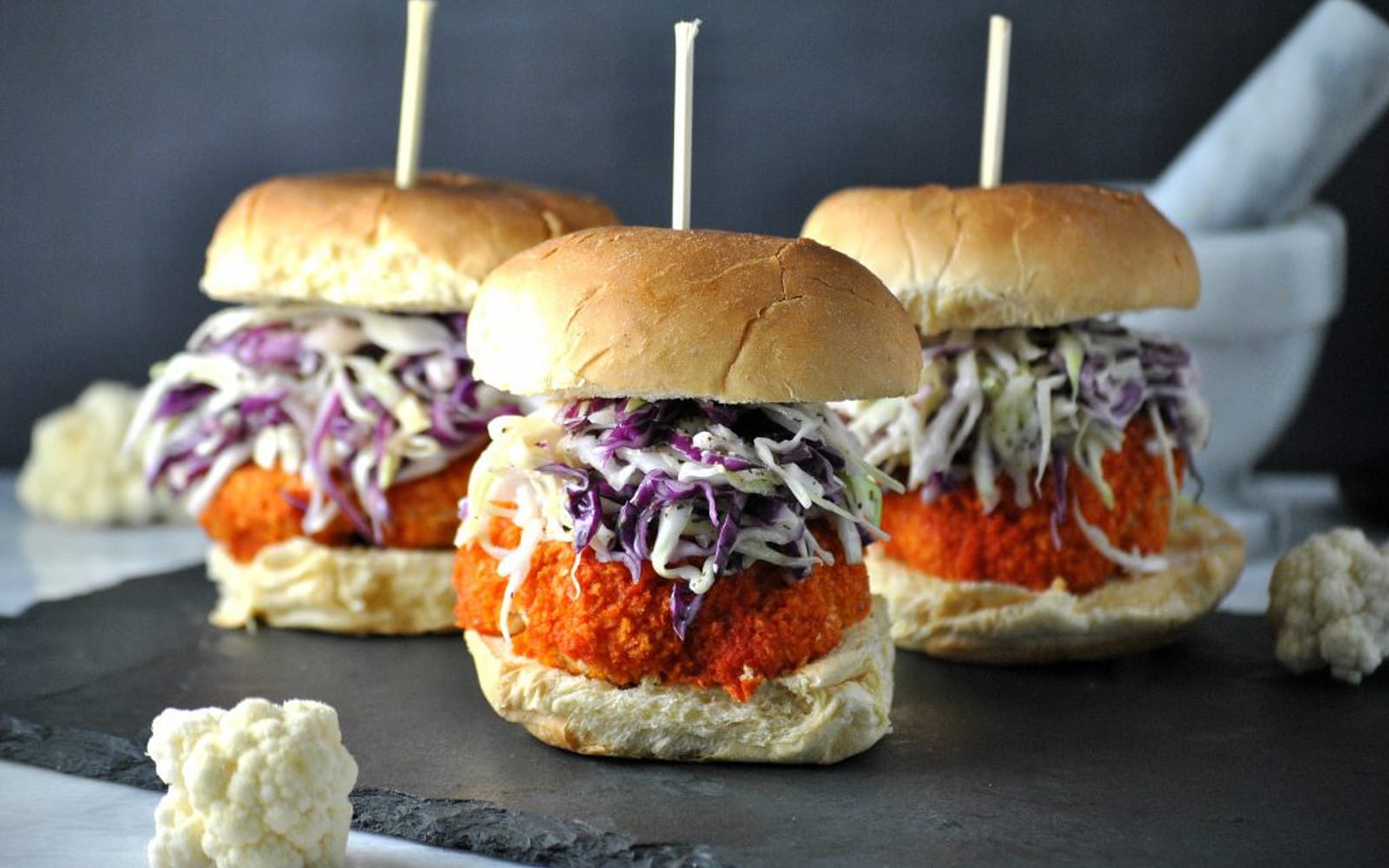 Buffalo Cauliflower Sliders With Blue Cheese Sauce