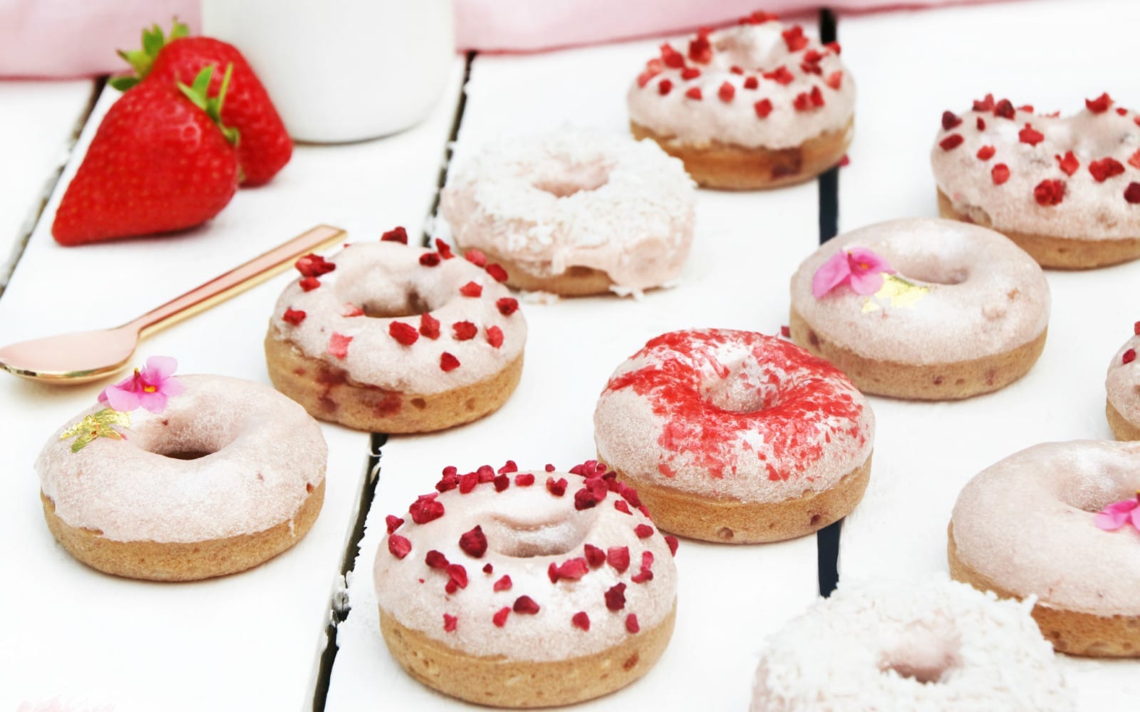Strawberry Doughnuts With Jam Frosting 2