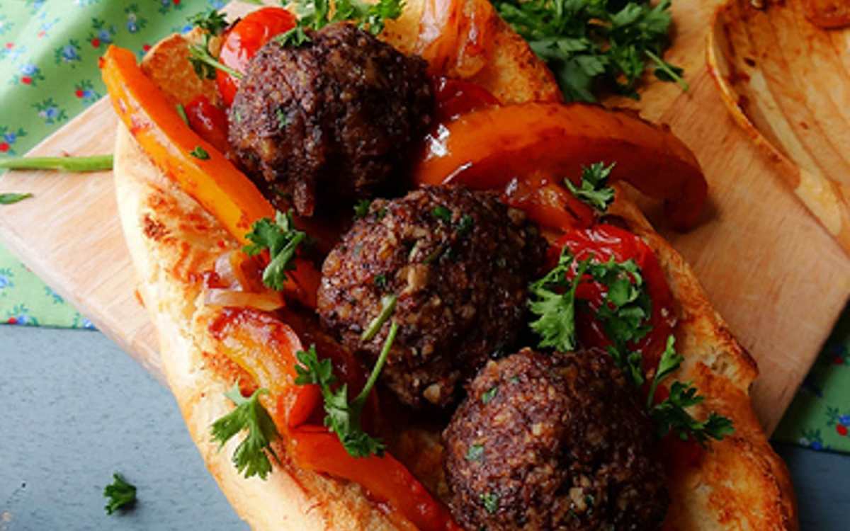 Walnut Portobello Meatball Subs d
