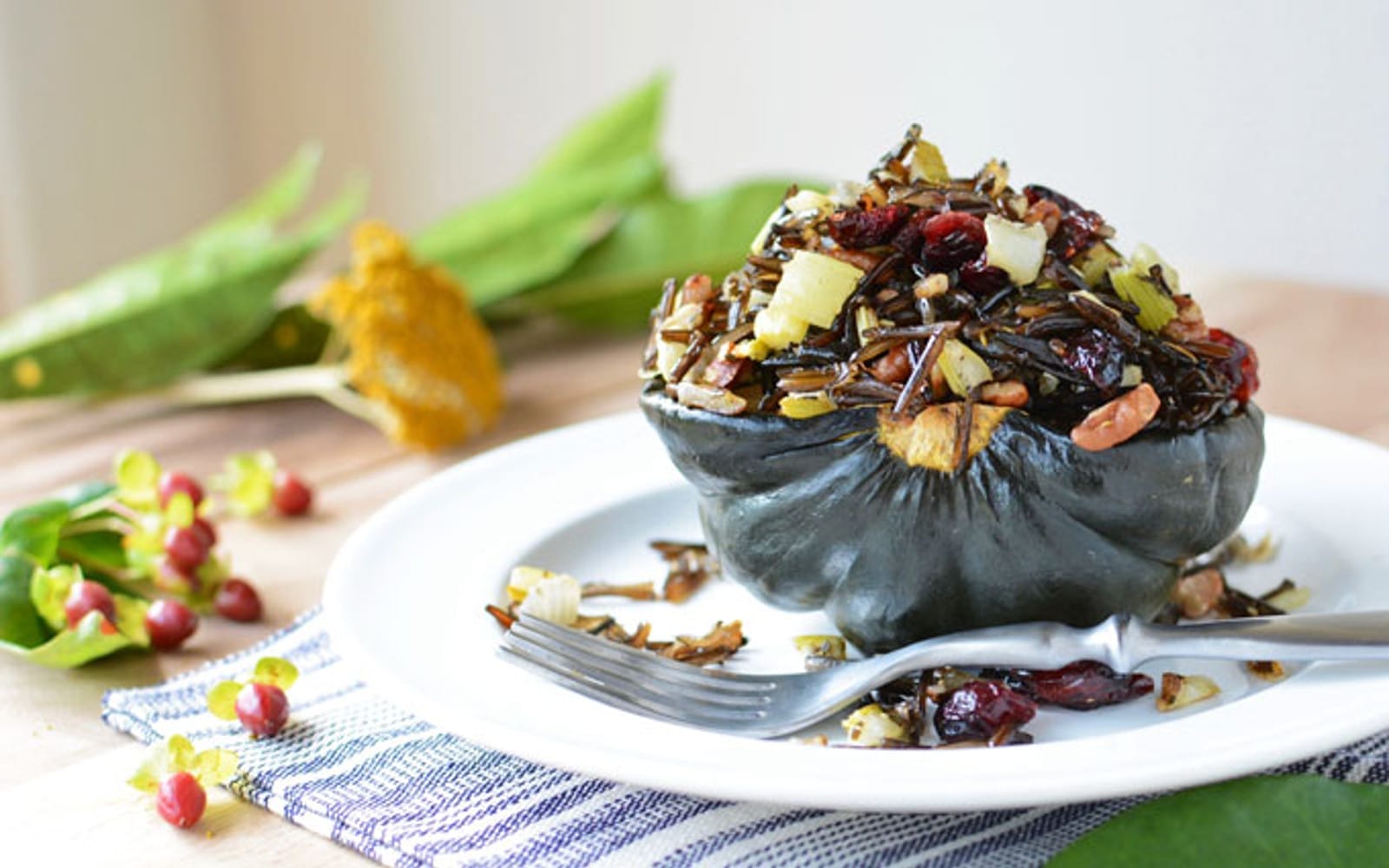 Wild Rice Stuffed Acorn Squash