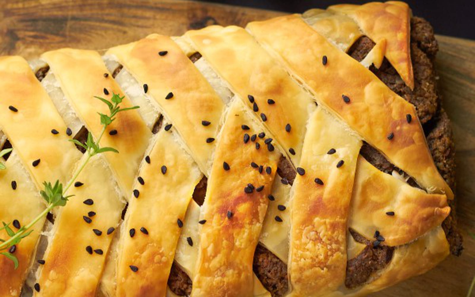 Pecan and mushroom wellington