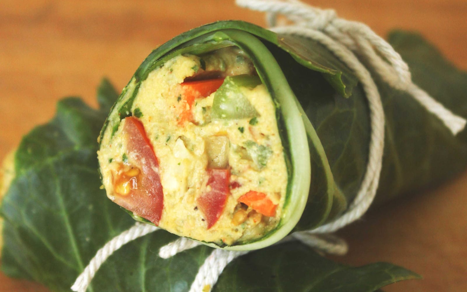 Vegan, high-protein hummus collard wraps