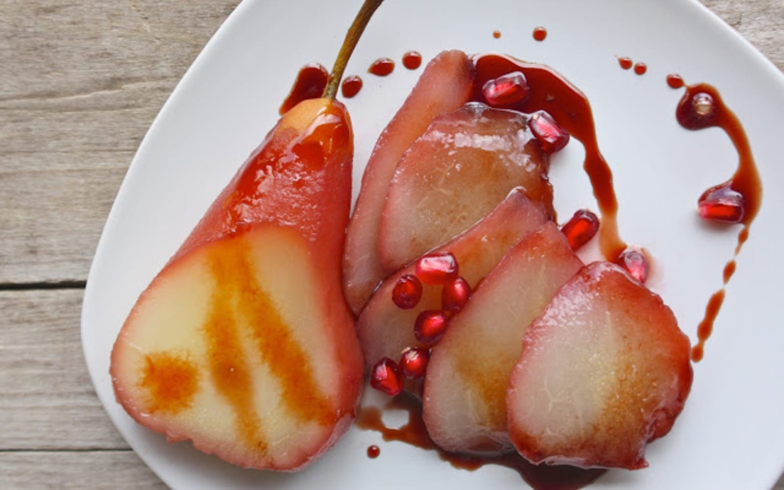 Pomegranate Poached Pears