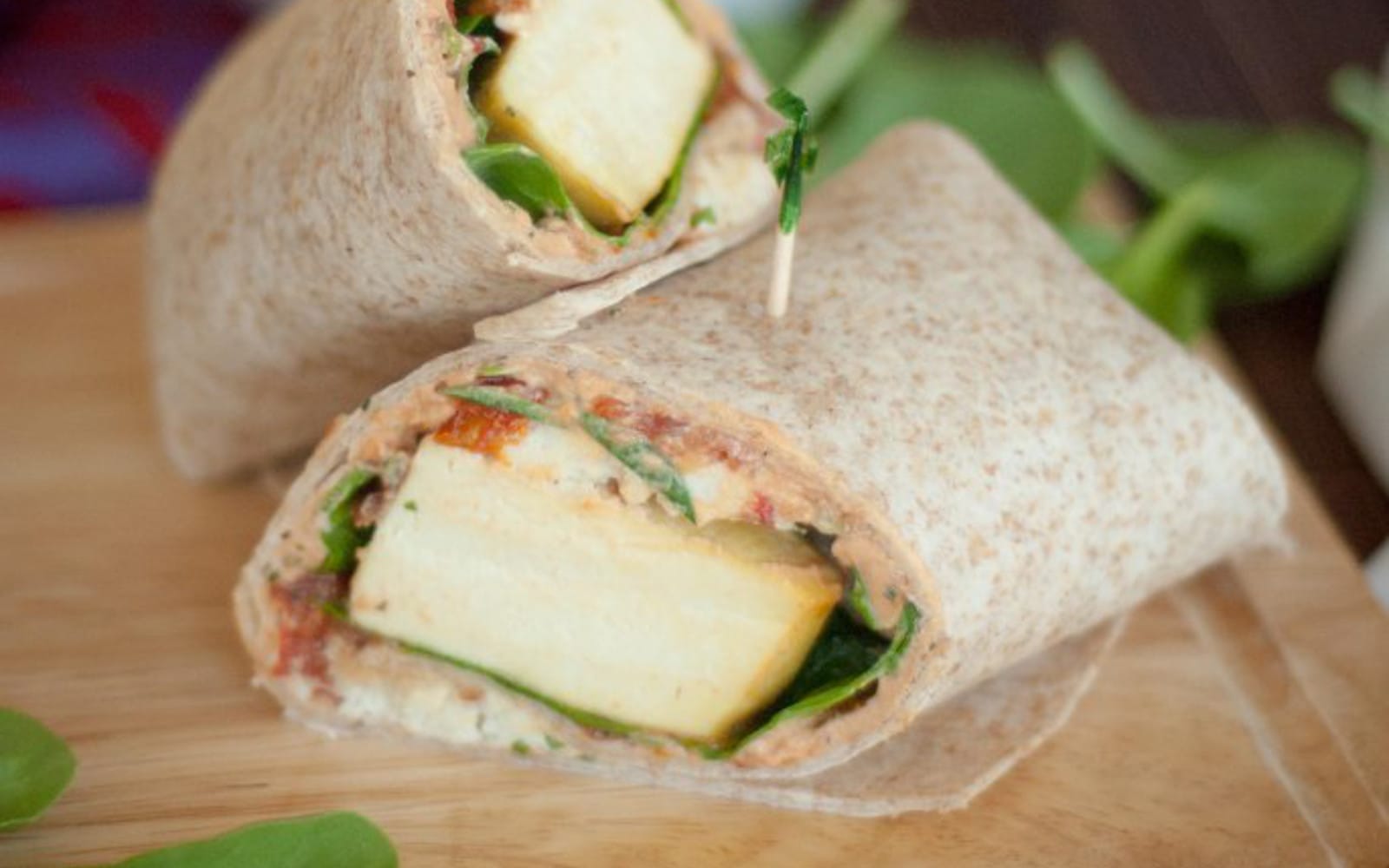 spinach and almond feta breakfast wrap