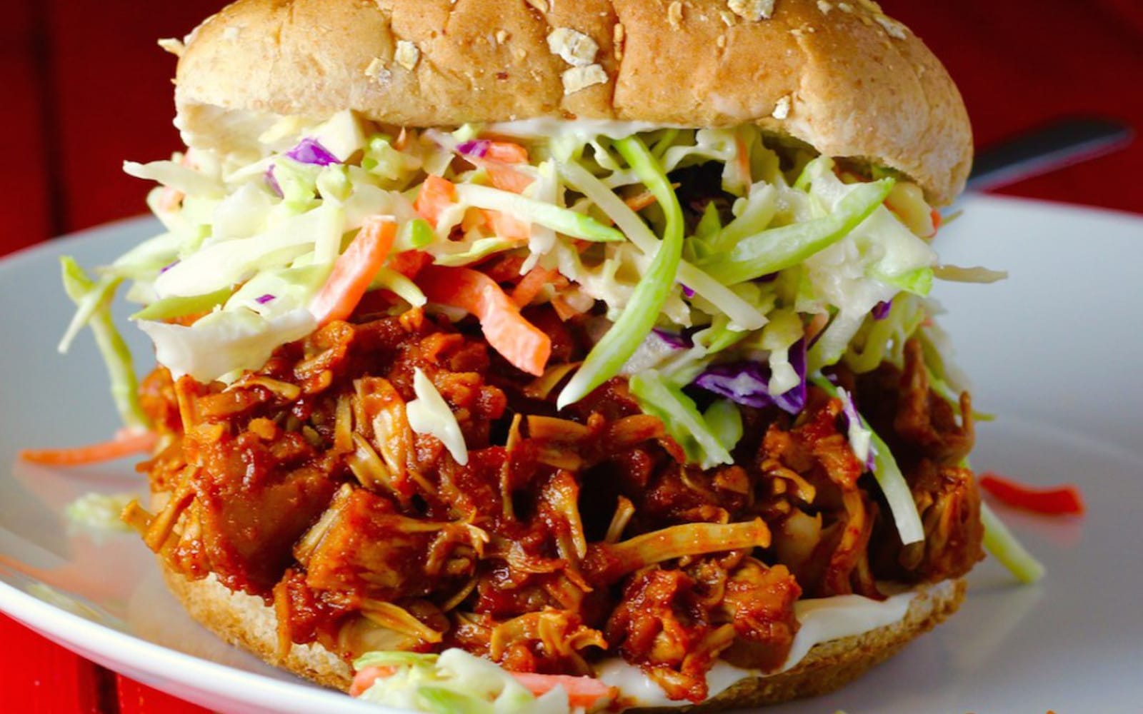 Brown Sugar Barbecue Pulled Jackfruit Sandwich b