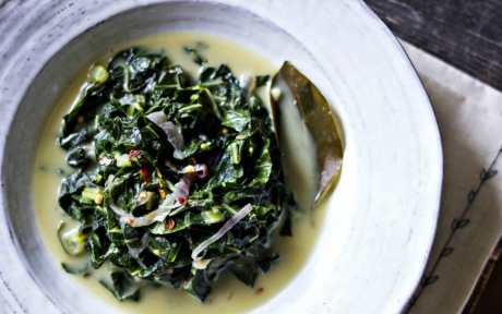 Coconut Milk Braised Collard Greens [Vegan, Gluten Free]