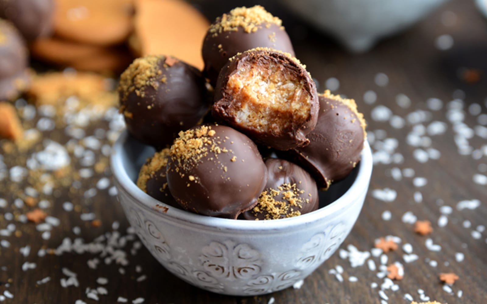 5-Ingredient Ginger, Coconut, and Dark Chocolate Truffles