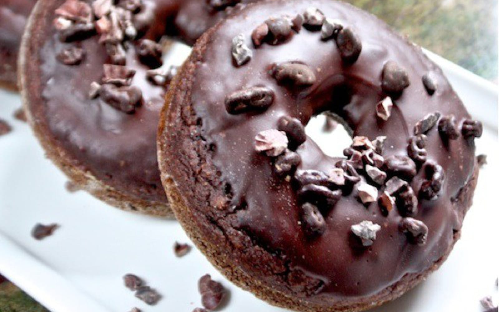 Oil-Free Glazed Chocolate Doughnuts