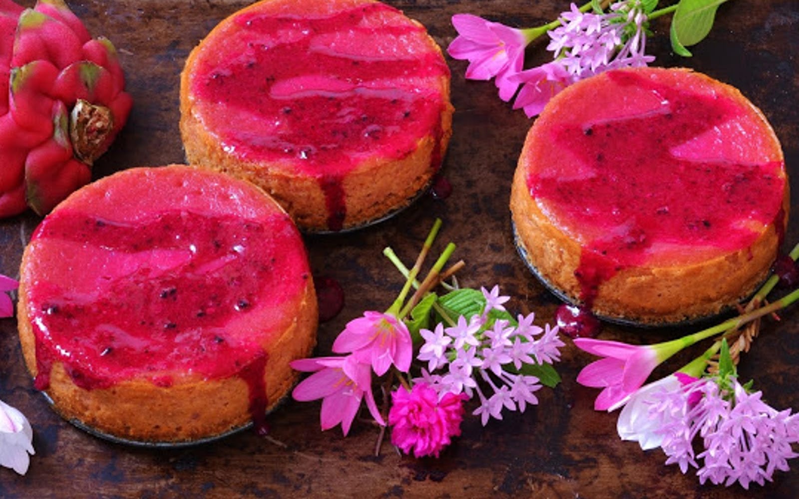 Dragon Fruit Cheesecake With Coconut Oat Crust c