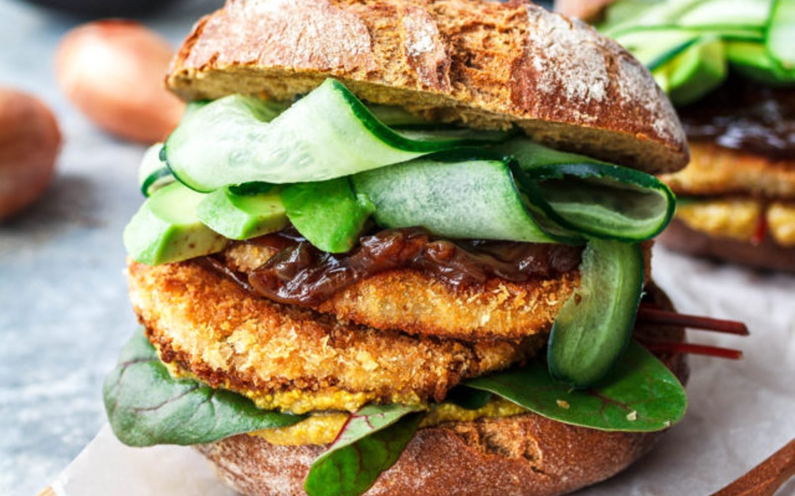 Green Cabbage Sandwich With Tamari Shallots