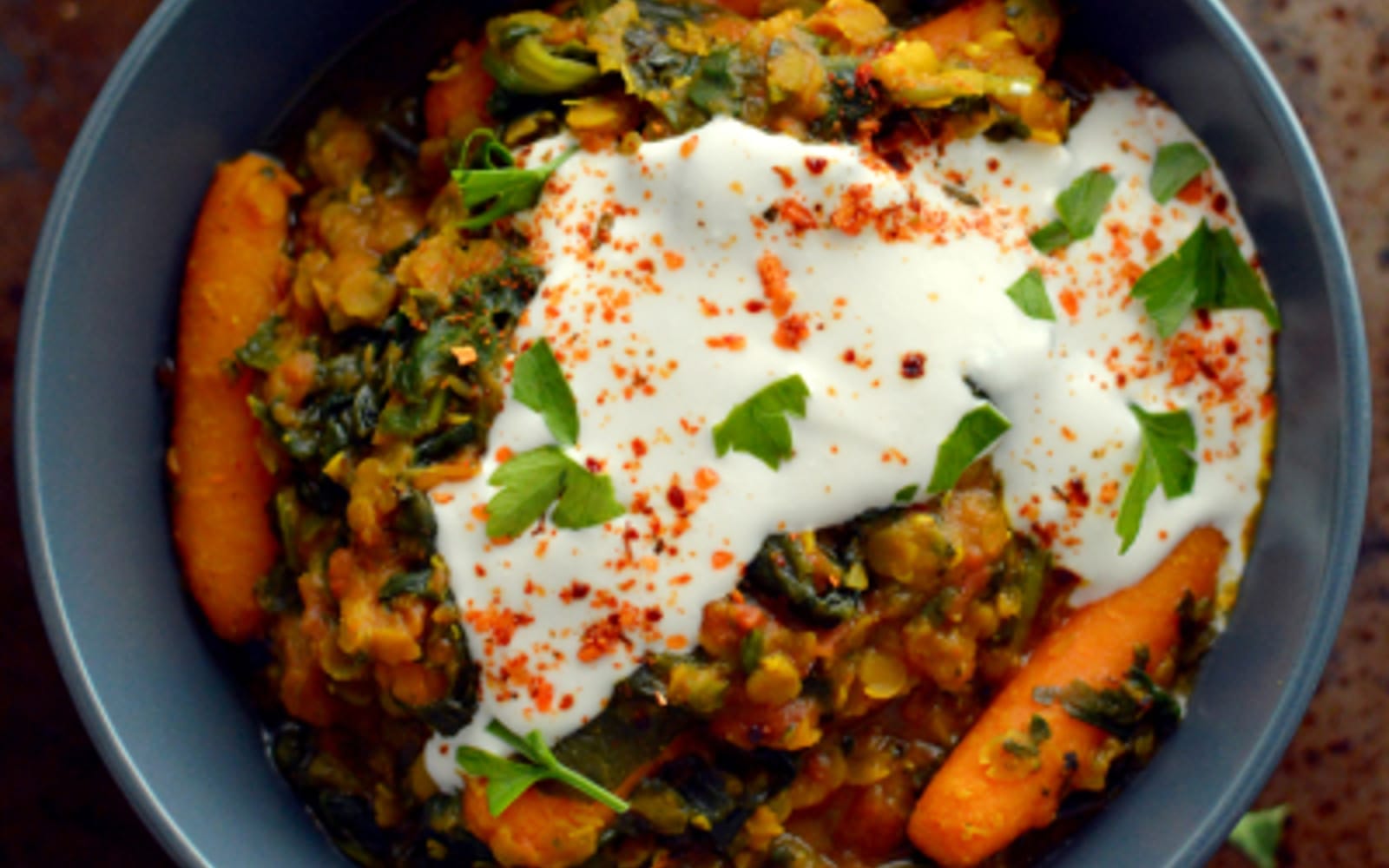 Red Lentil and Spinach Coconut Curry Soup