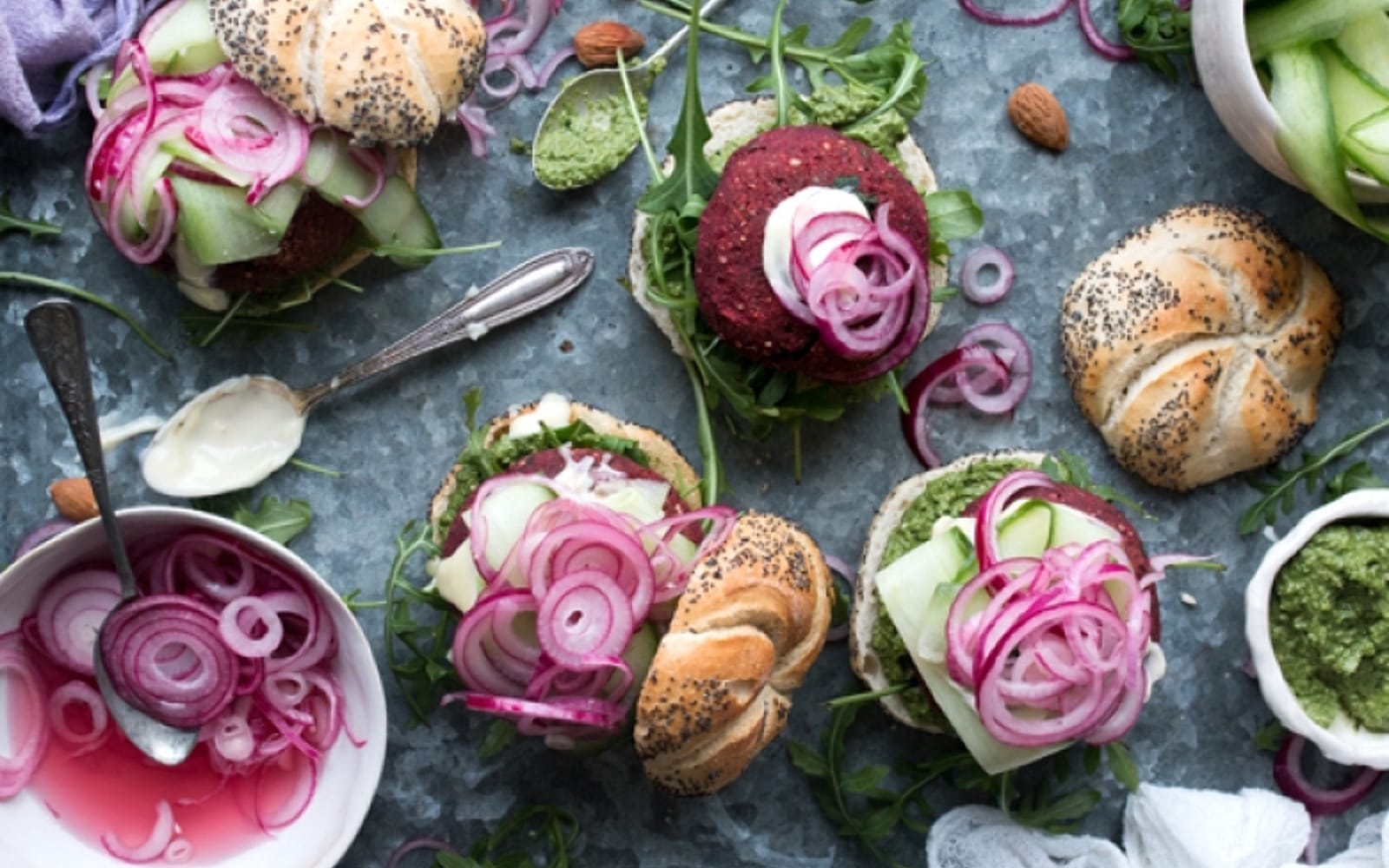 Beet, Almond, and Black Bean Burgers