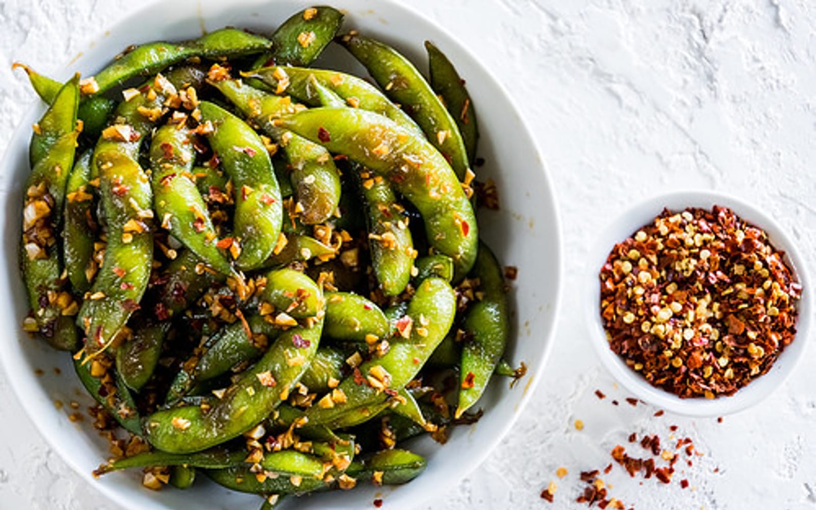 Spicy Garlic Edamame