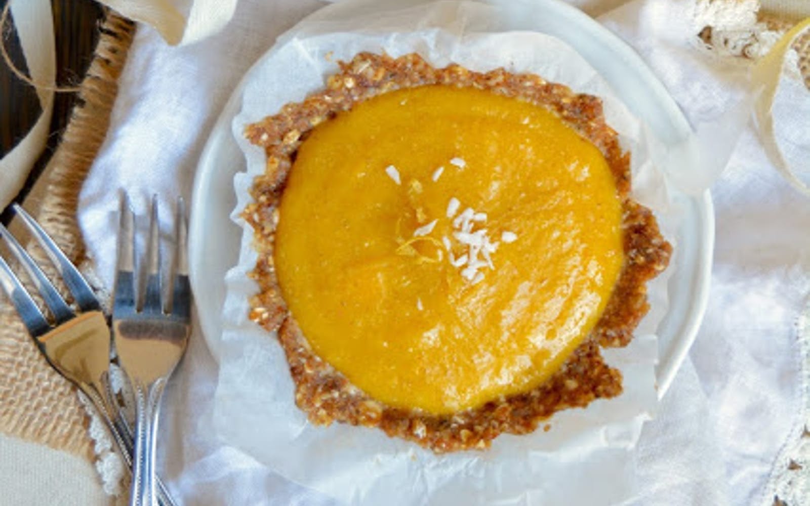 Raw Lemon, Mango, and Vanilla Tartlets