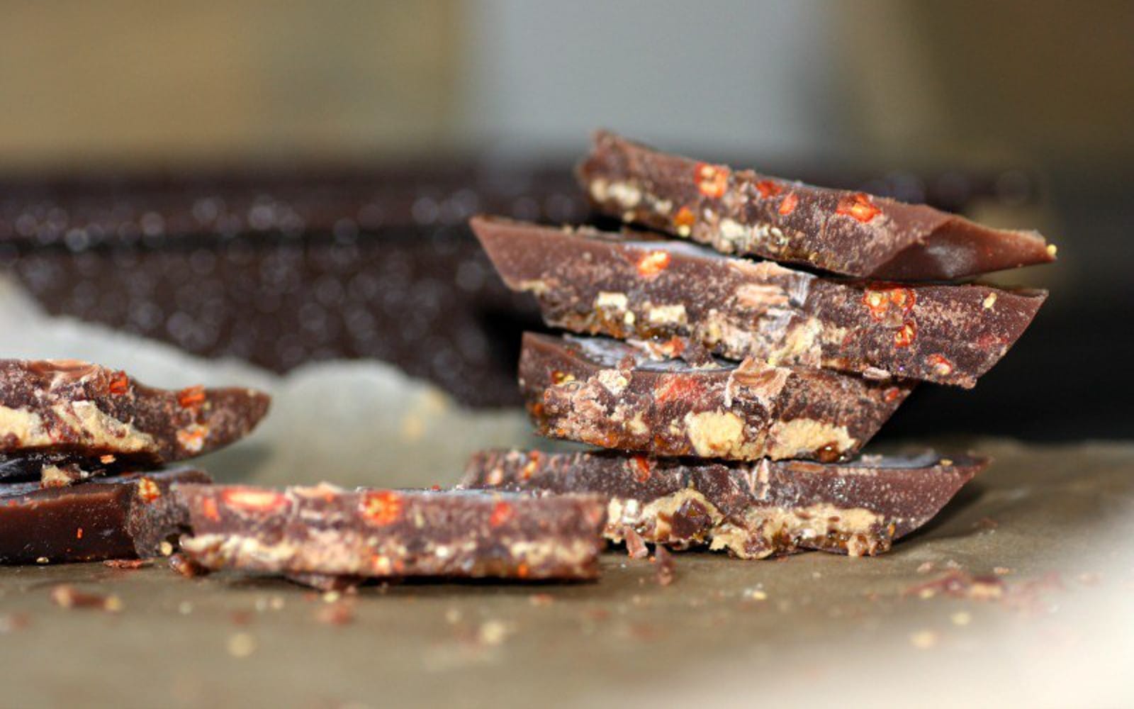 Raw Chocolate Bark With Tangerine and Goji Berries