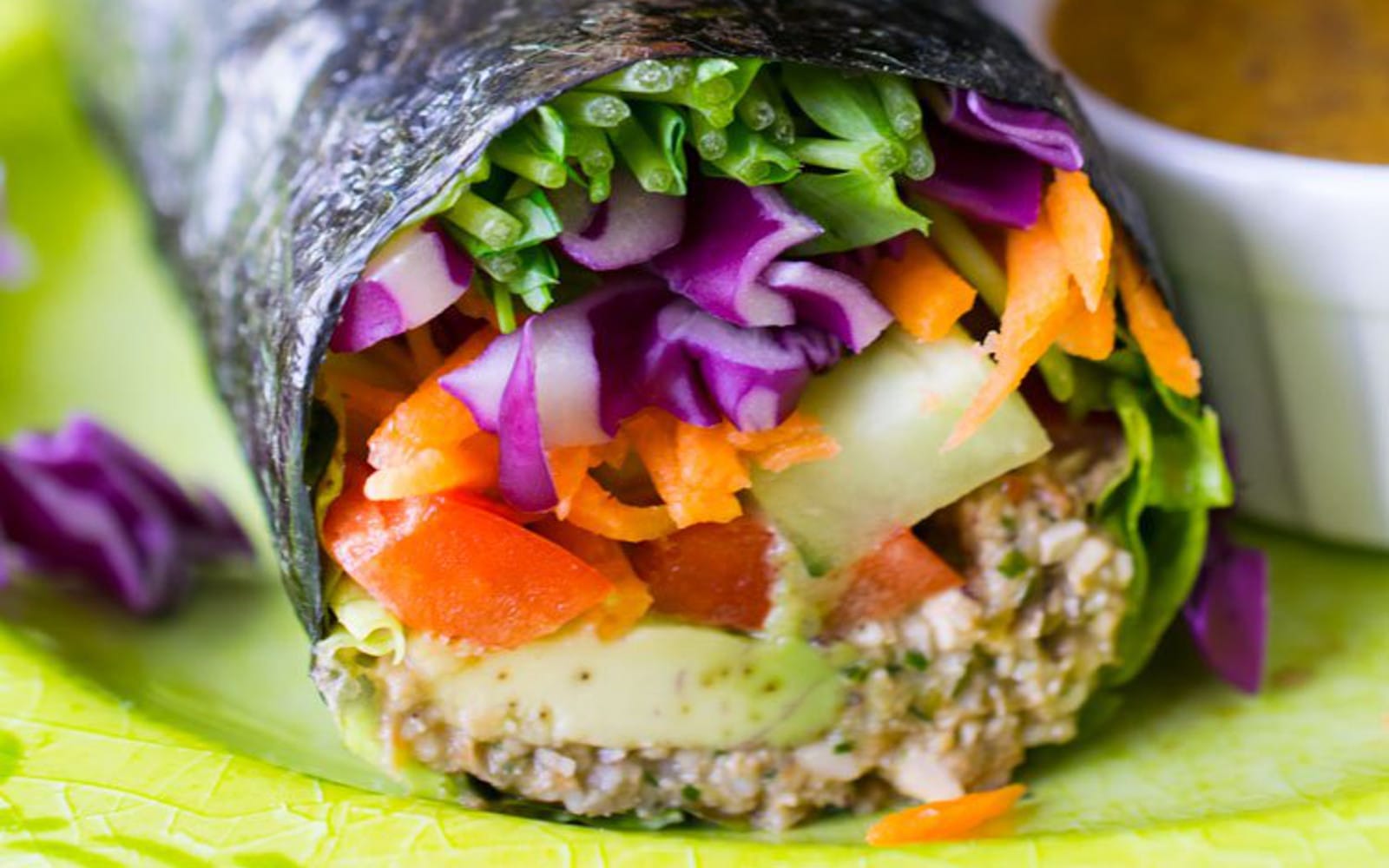 Sunflower Seed Pâté Nori Rolls with Spicy Mustard Dip