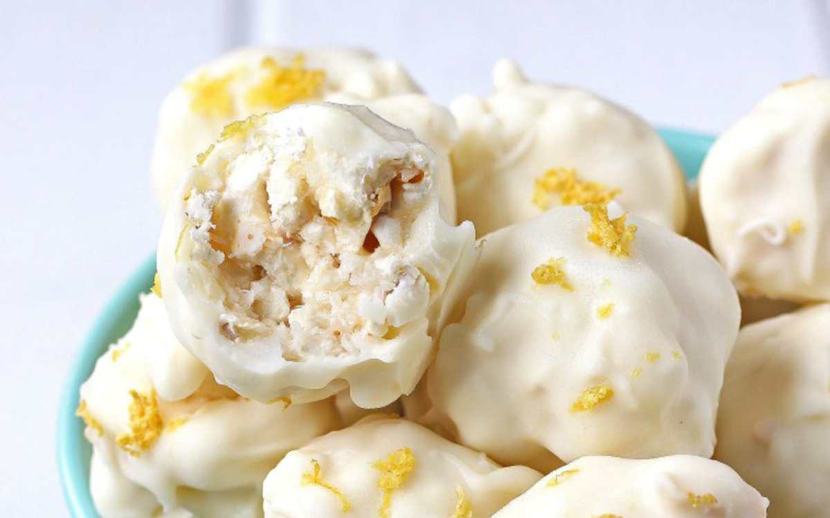 White Chocolate Lemon Popcorn Truffles