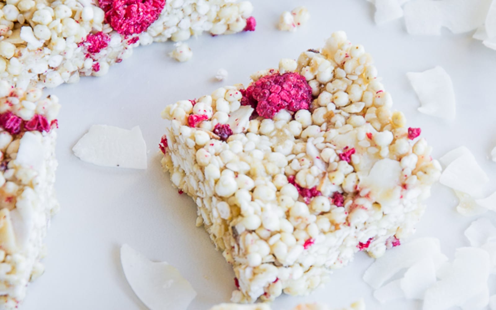 Raspberry and Tahini Puffed Millet Squares
