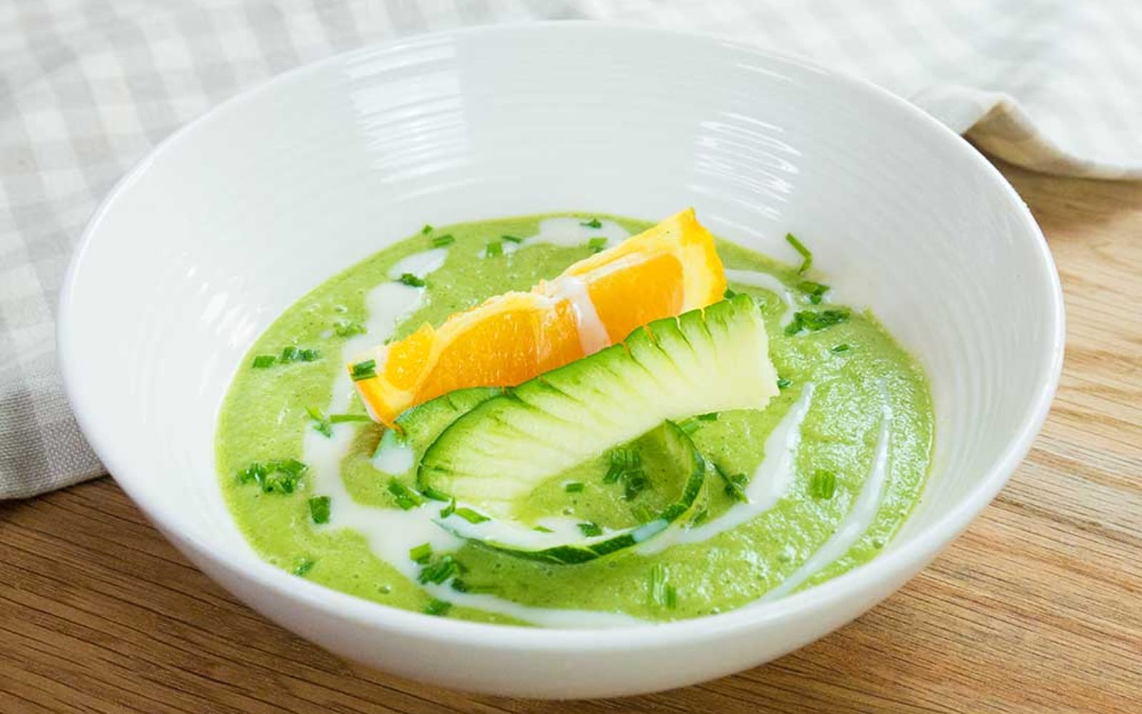 Chilled Zucchini, Orange, and Basil Soup