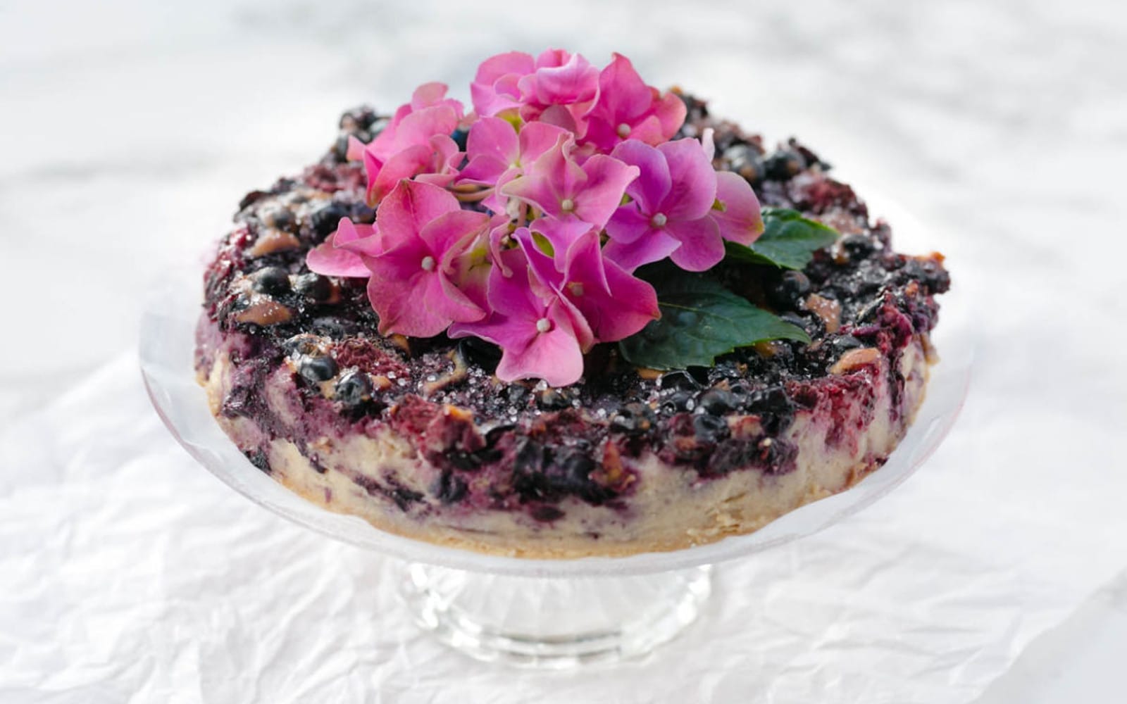Baked Dessert Tofu With Black Currants, Raspberries, and Blueberries