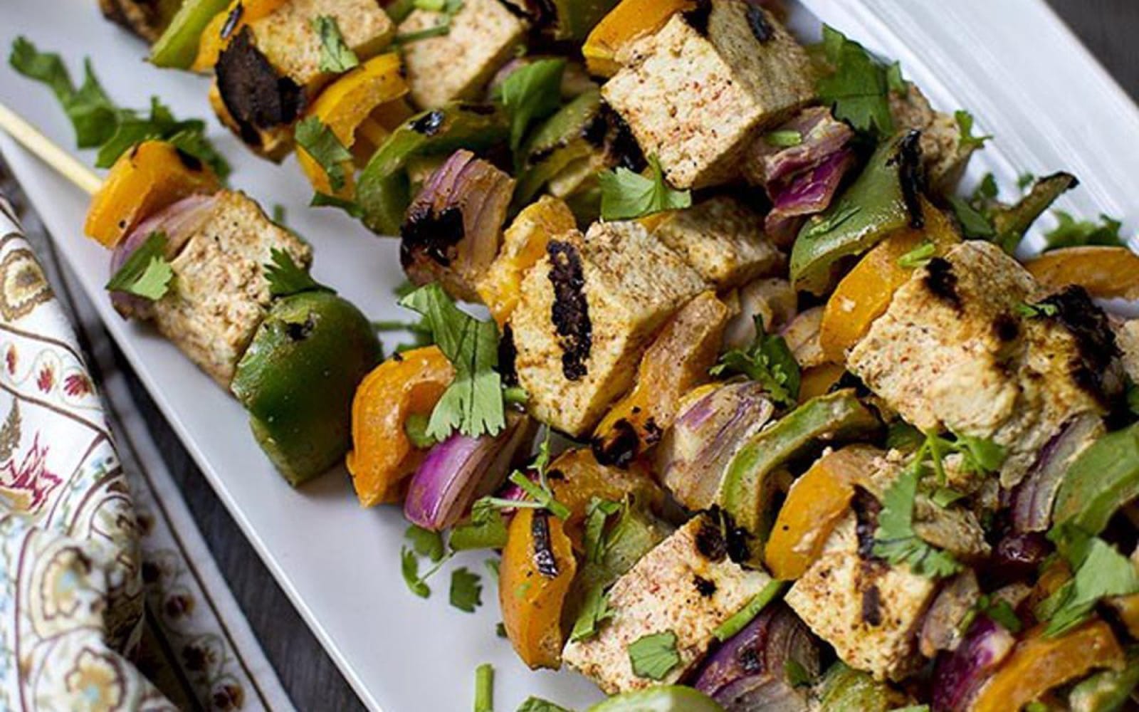 Grilled Tofu Tikka Kebabs