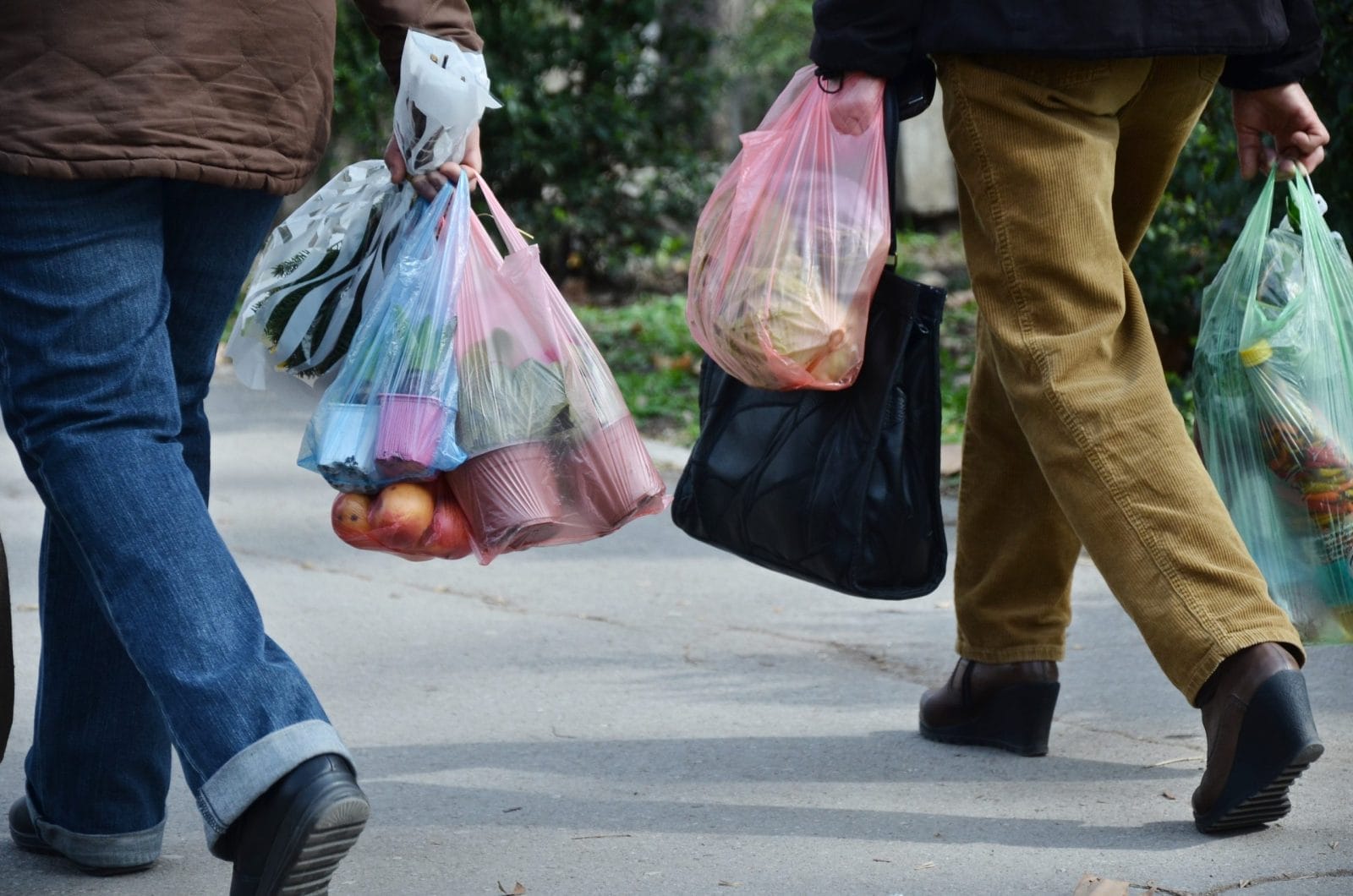 shopping with plastic bags
